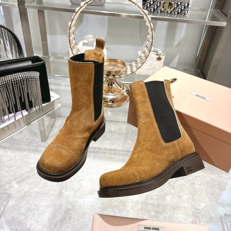 Miu Miu Chelsea High Brown Suede Boots