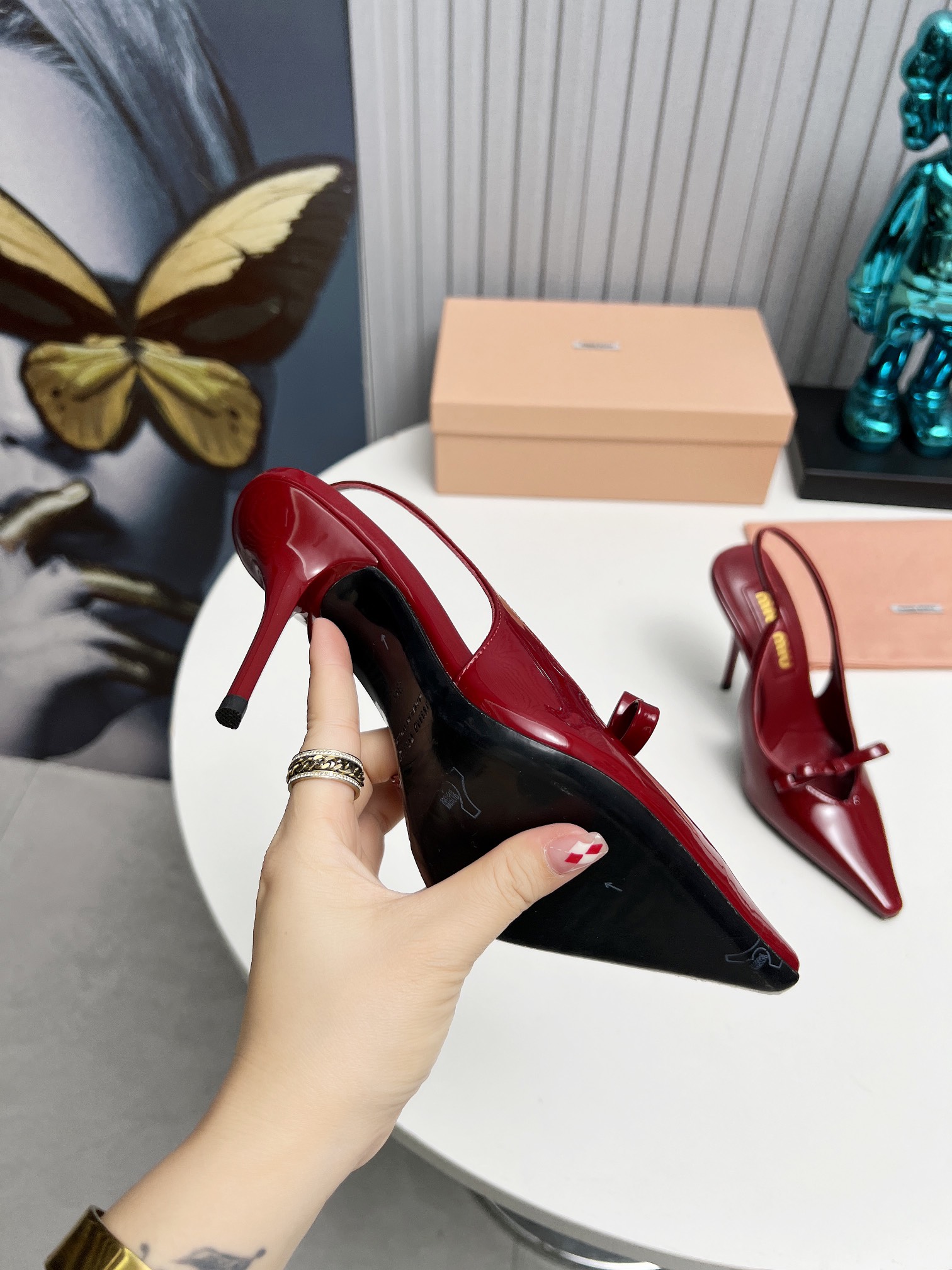 Miu Miu Crimson Bow Detail Pointed-Toe Pumps - Image 10