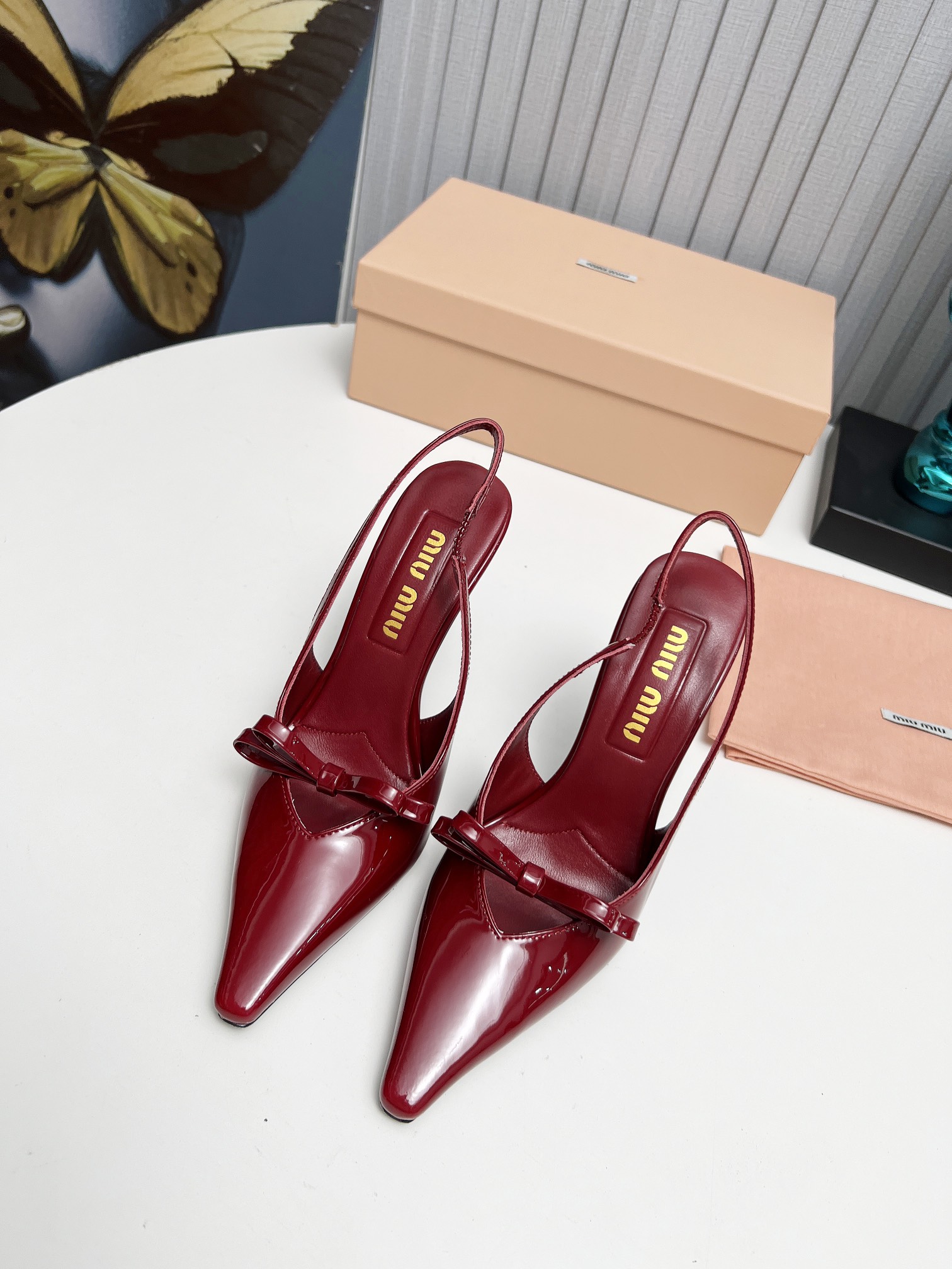 Miu Miu Crimson Bow Detail Pointed-Toe Pumps - Image 4