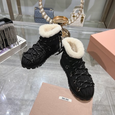 Miu Miu Black Shearling Après-Ski Boots