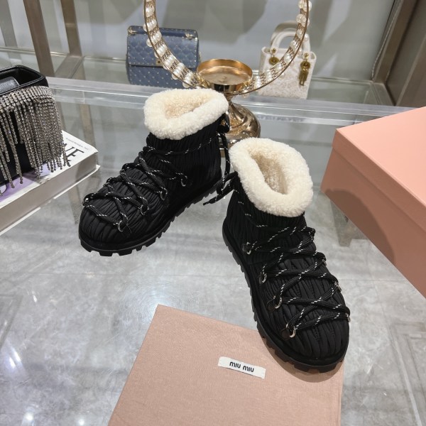 Miu Miu Black Shearling Après-Ski Boots