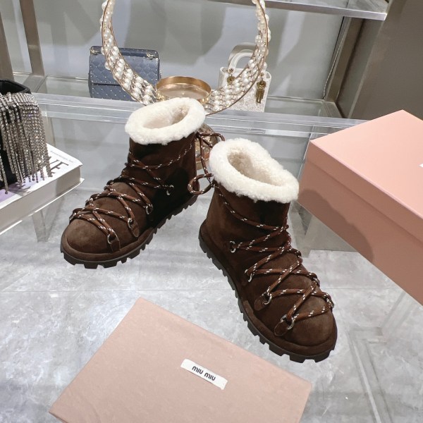 Miu Miu Desert Dark Brown Suede Après-Ski Boots