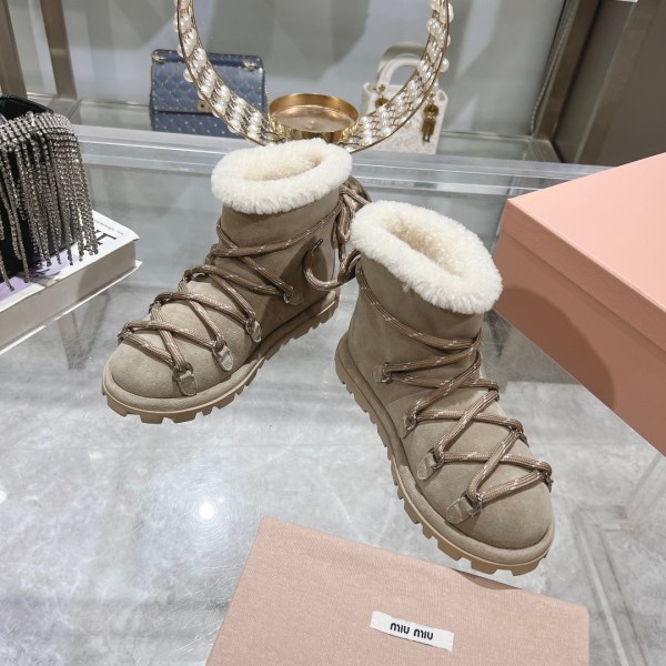 Miu Miu Desert Grey Suede Après-Ski Booties