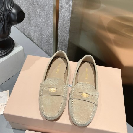 Miu Miu Women's Beige Suede Driving Loafers