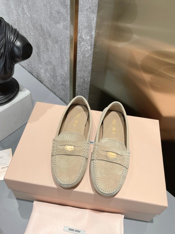 Miu Miu Women's Beige Suede Driving Loafers