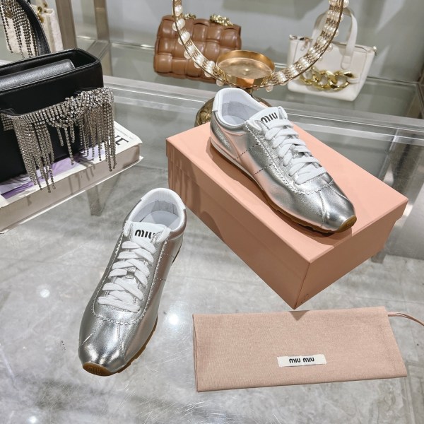 Miu Miu Plume Silver Sneakers