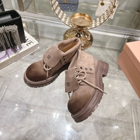 Miu Miu Suede Platform Brown Boots