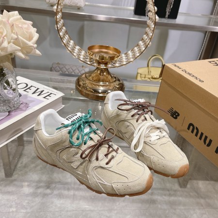 Miu Miu x New Balance 530 SL Beige Suede Sneakers