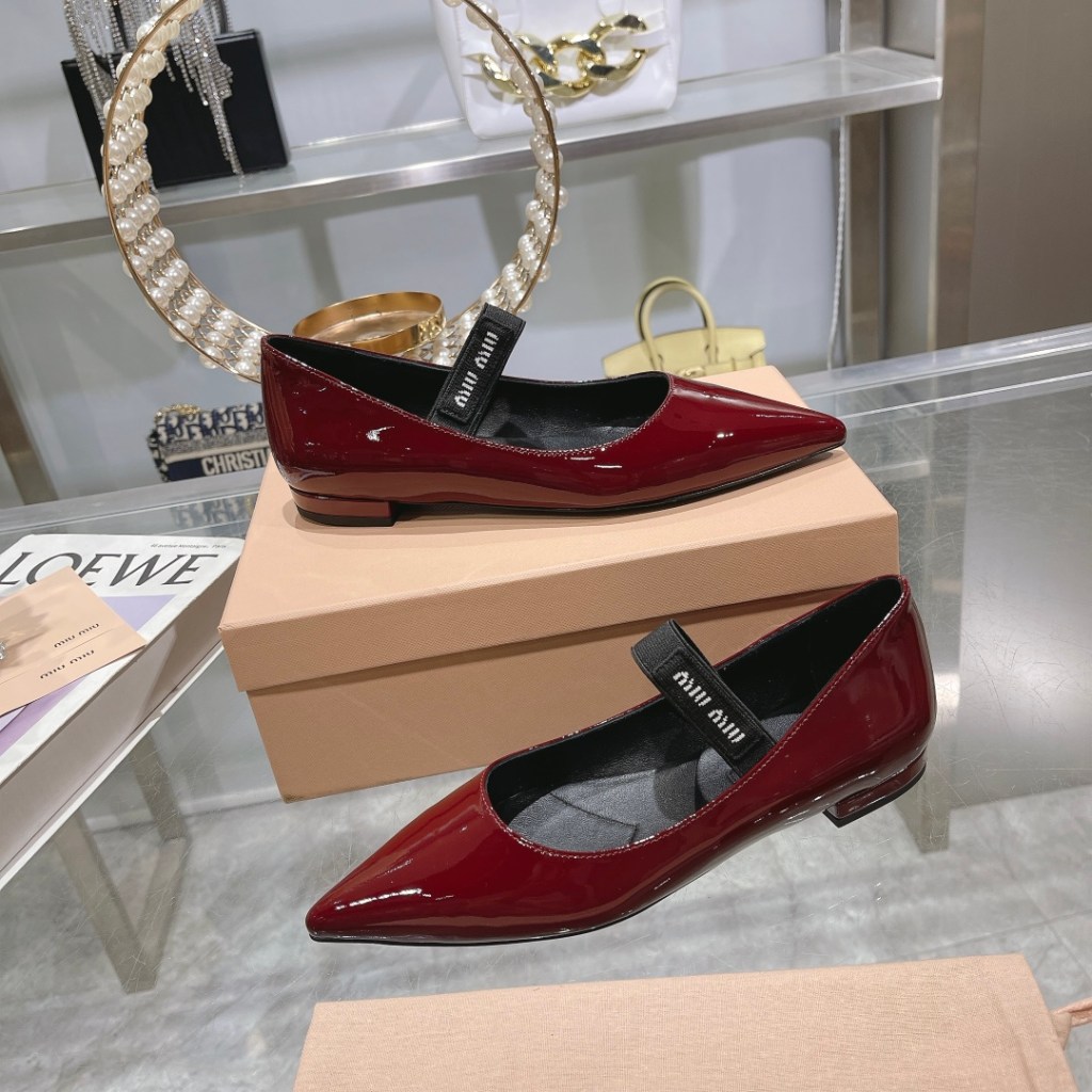 Miu Miu Burgundy Patent Leather Mary Jane Pumps