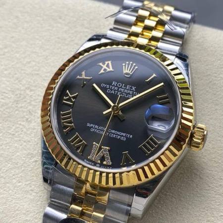 Rolex Oyster Perpetual Datejust Two Tone Black Dial, Roman Numerals
