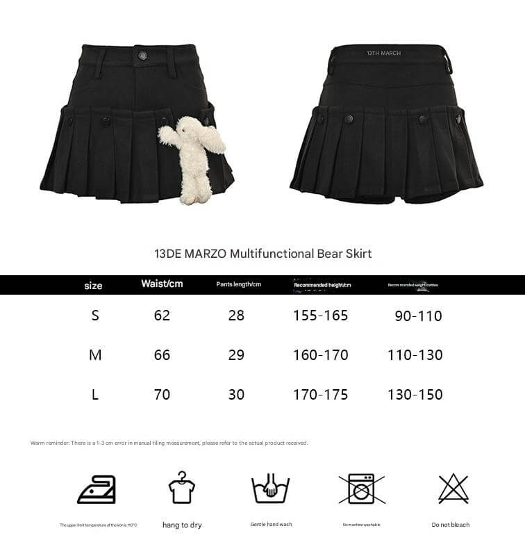 Black Doozoo Detachable Skirt-Shorts with Plush Charm - Image 21