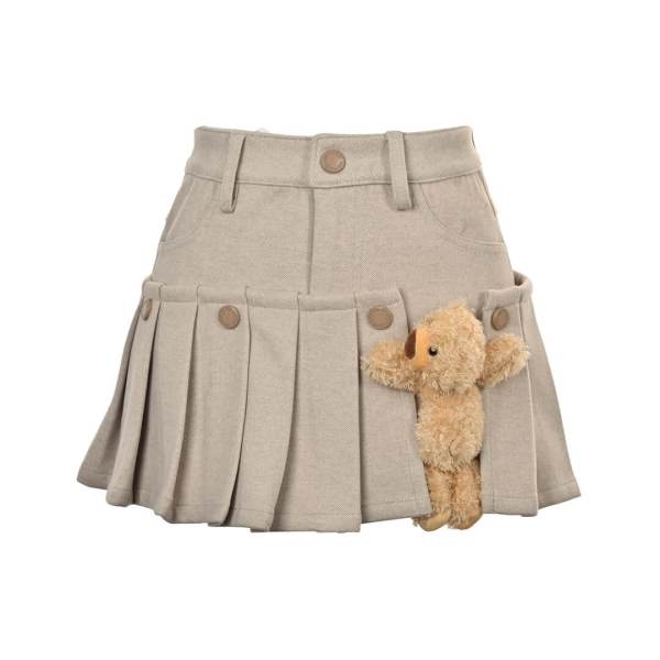 Beige Doozoo Detachable Skirt-Shorts with Plush Charm