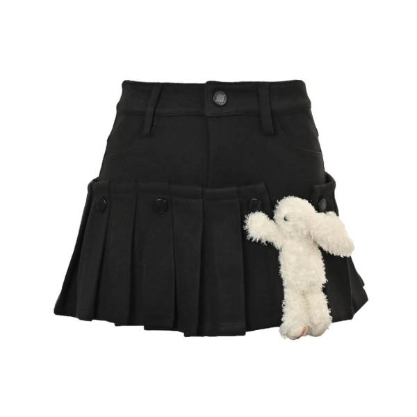 Black Doozoo Detachable Skirt-Shorts with Plush Charm