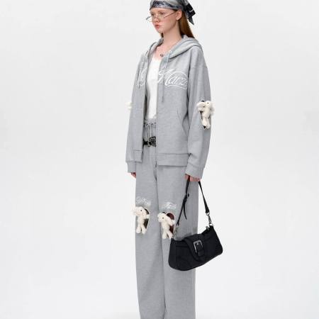 13DE MARZO Doozoo Hollow Heart Grey Sweatpants - M