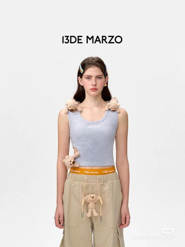 13DE MARZO Double Waist Paneled Khaki Cargo Pants