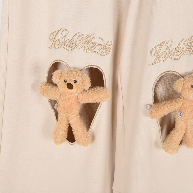 13DE MARZO Doozoo Hollow Heart Beige Sweatpants - Image 7