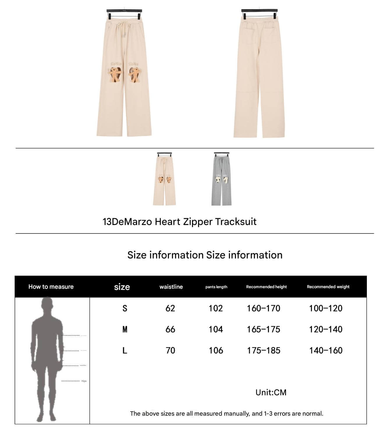 13DE MARZO Doozoo Hollow Heart Beige Sweatpants - Image 20
