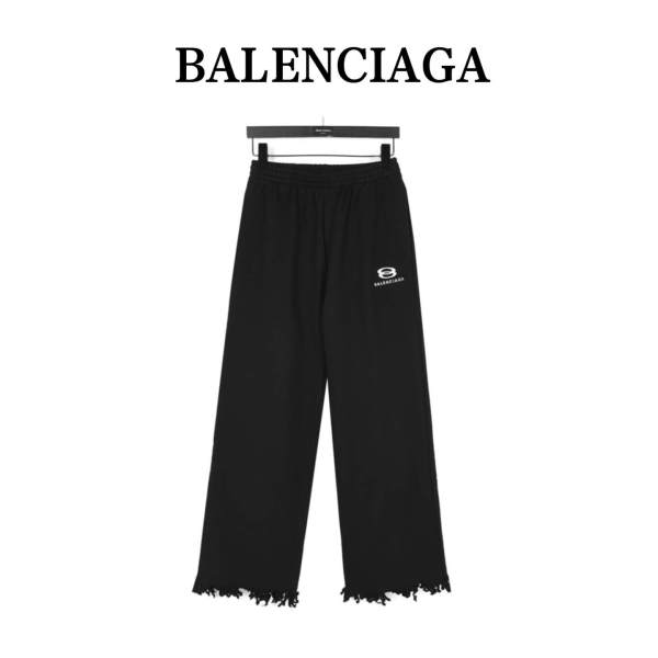Balenciaga Distressed Cropped Black Sweatpants