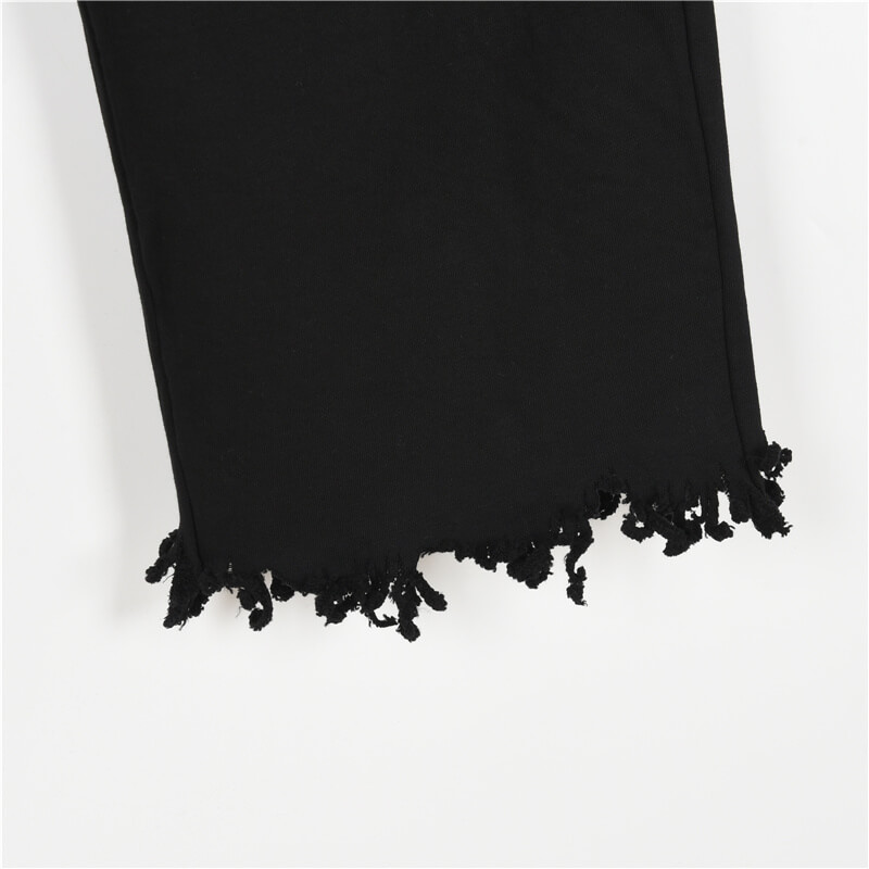 Balenciaga Distressed Cropped Black Sweatpants - Image 8