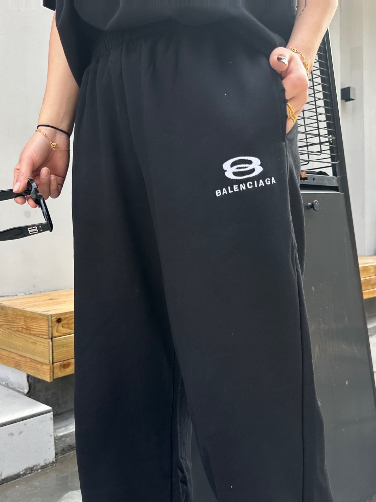 Balenciaga Distressed Cropped Black Sweatpants - Image 14