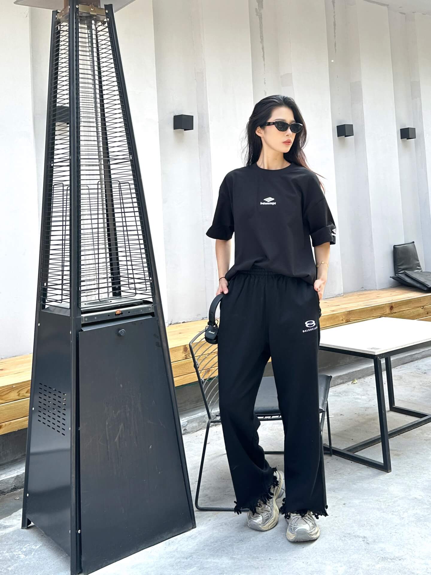 Balenciaga Distressed Cropped Black Sweatpants - Image 11