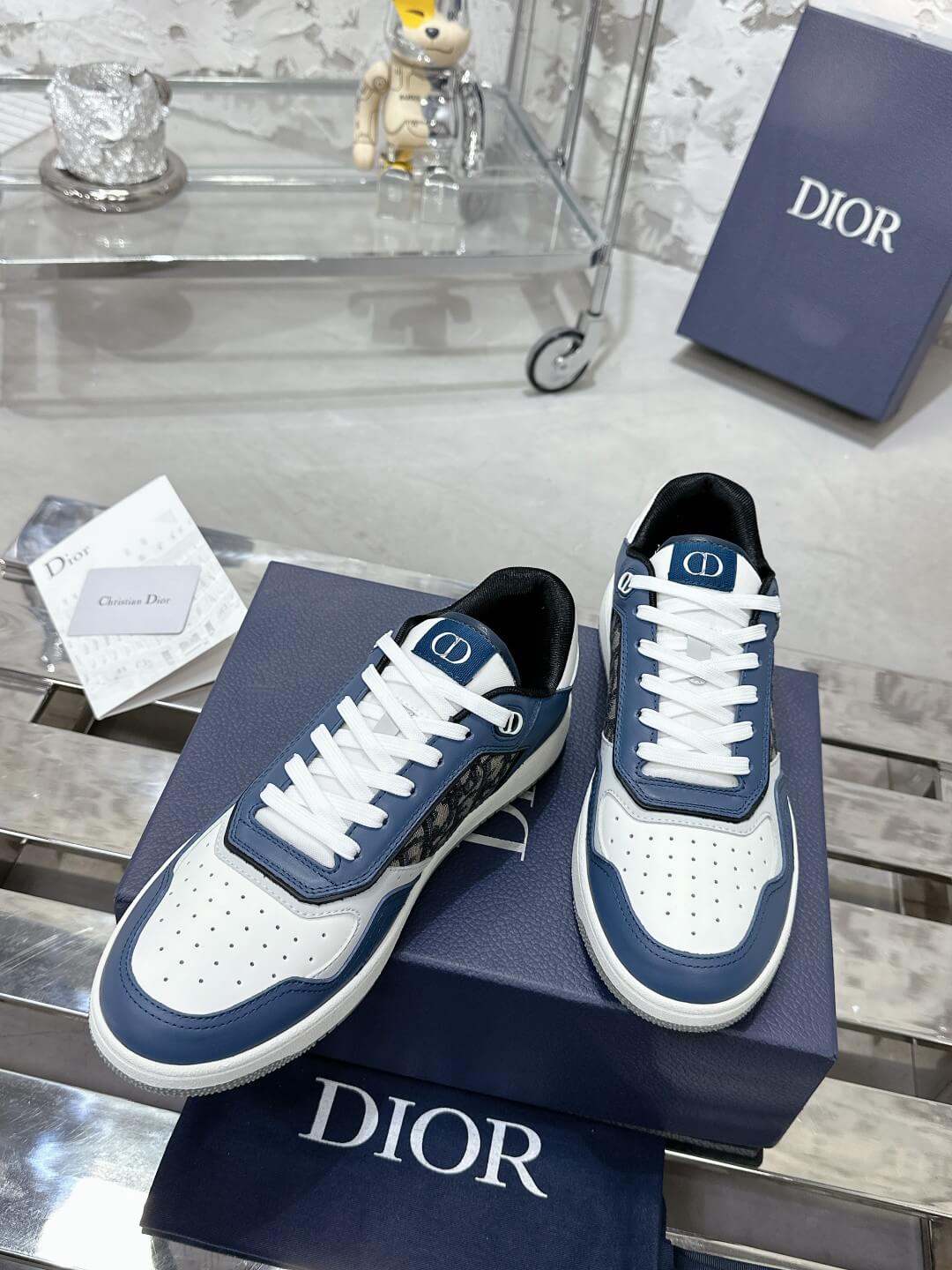 Christian Dior B27 Low-top White / Navy Blue Leather - Image 5