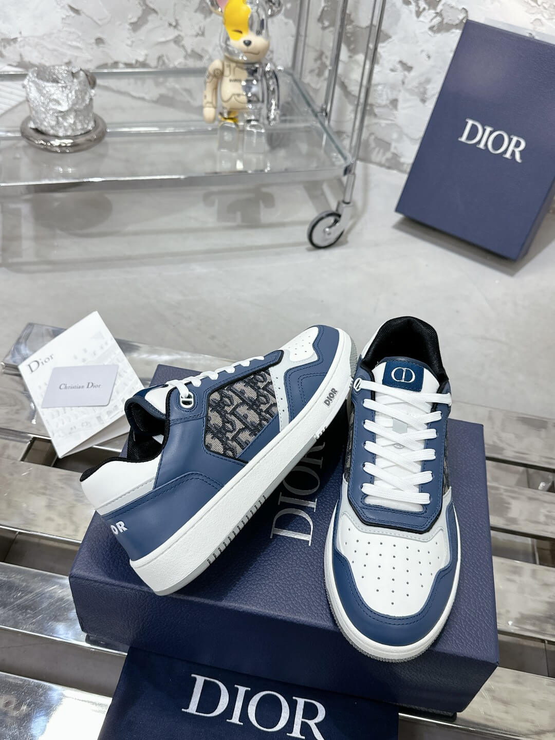 Christian Dior B27 Low-top White / Navy Blue Leather - Image 6