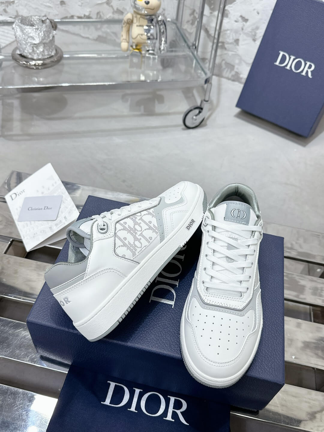 Christian Dior B27 Low-top White/Grey Leather - Image 4