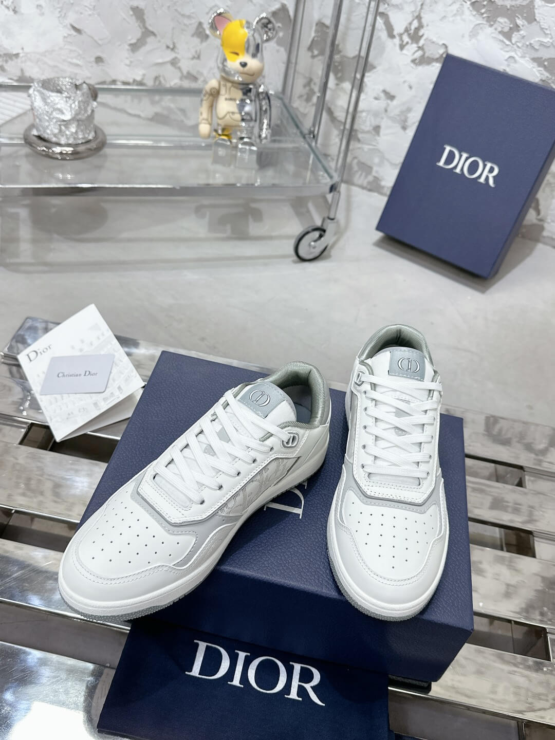Christian Dior B27 Low-top White/Grey Leather - Image 5