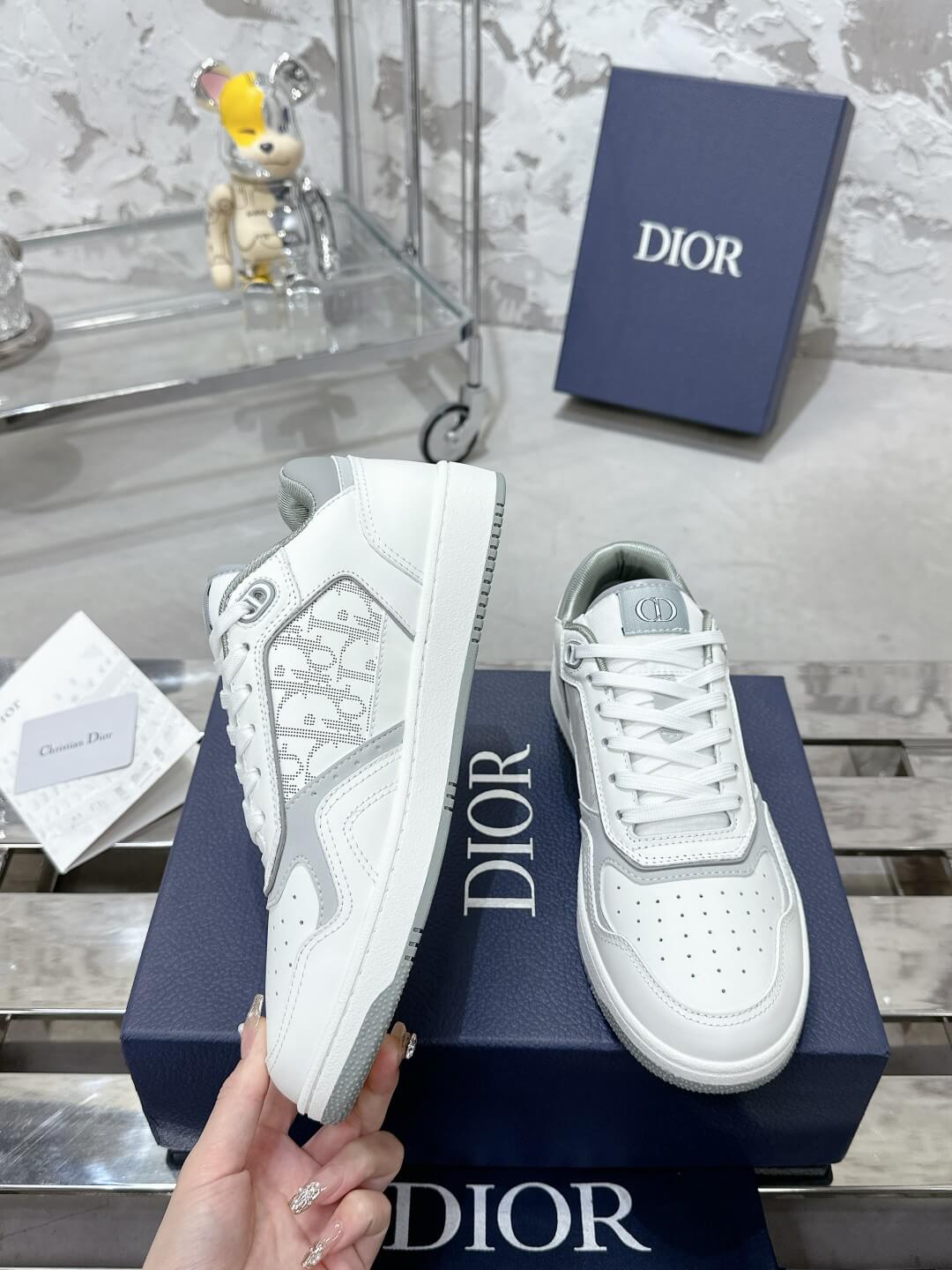 Christian Dior B27 Low-top White/Grey Leather - Image 6