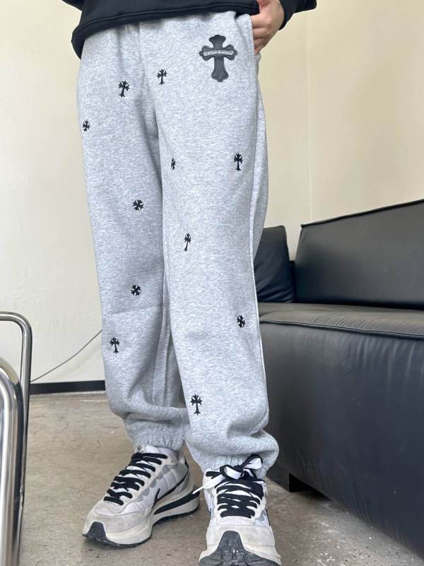 Chrome Hearts 24Fw Cross Embroidered Cotton Trousers