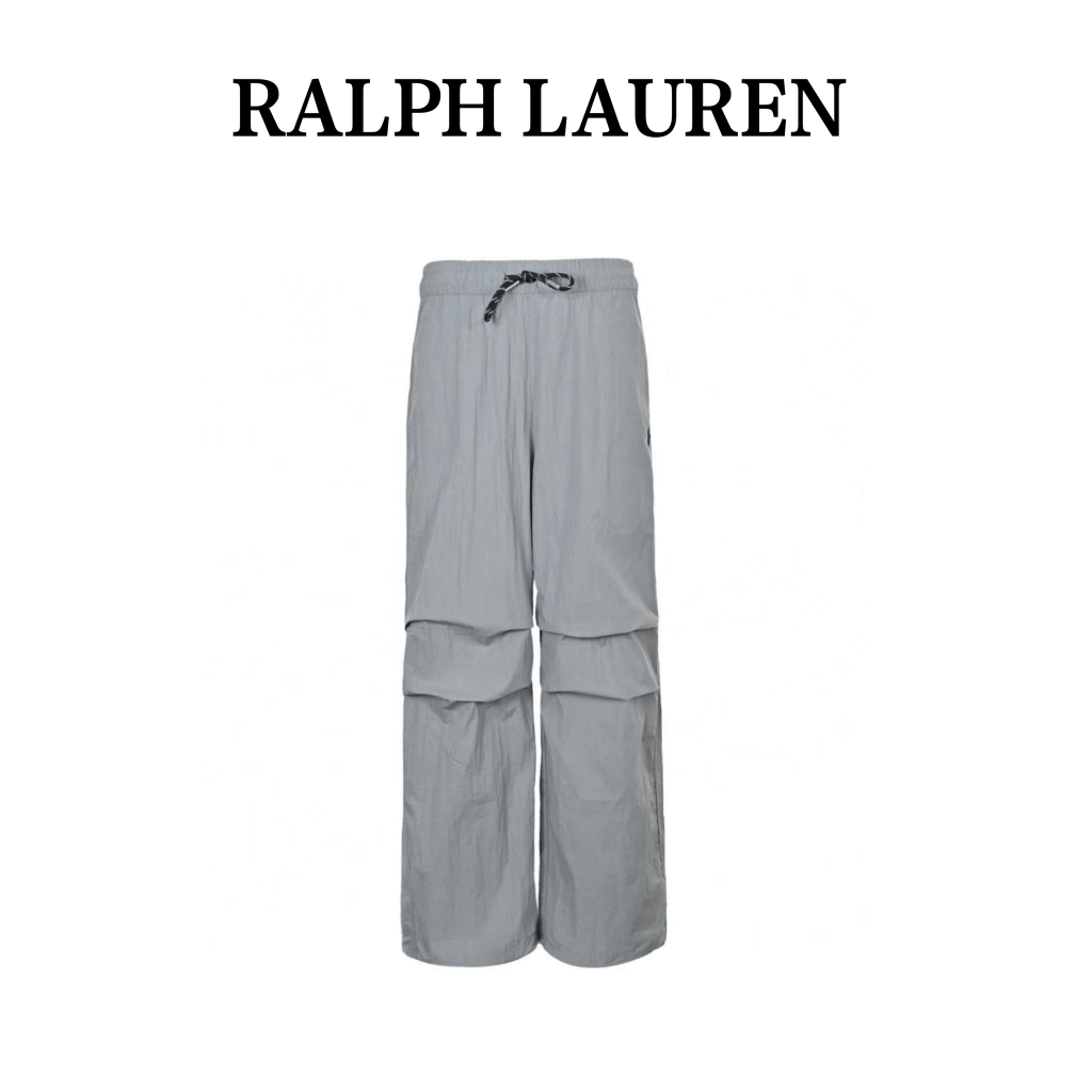 Ralph Lauren 24Fw Embroidered Logo Grey Nylon Trousers