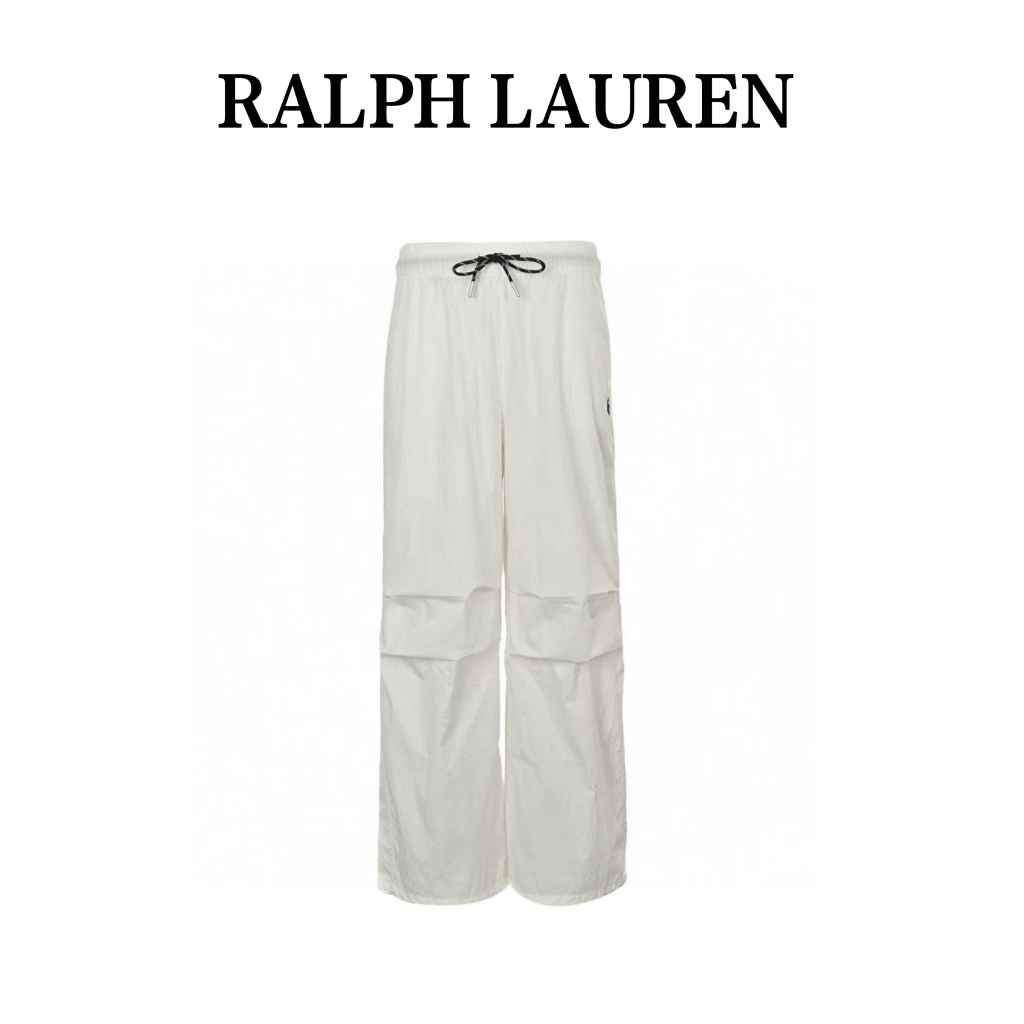 Ralph Lauren 24Fw Embroidered Logo White Nylon Trousers