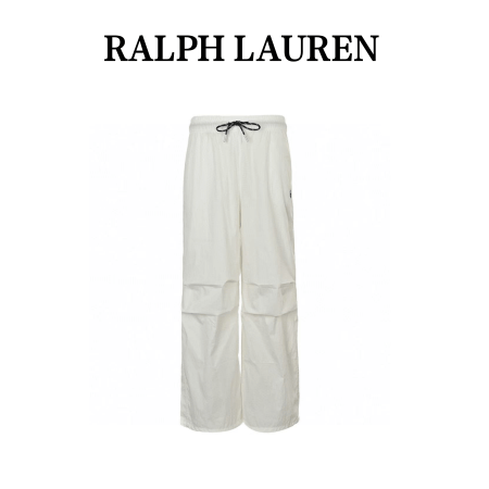 Ralph Lauren 24Fw Embroidered Logo White Nylon Trousers - L