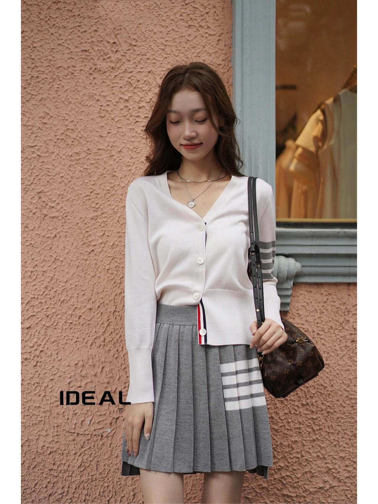 Thom Browne 4-Bar Gray Pleated Mini Skirt - Image 6