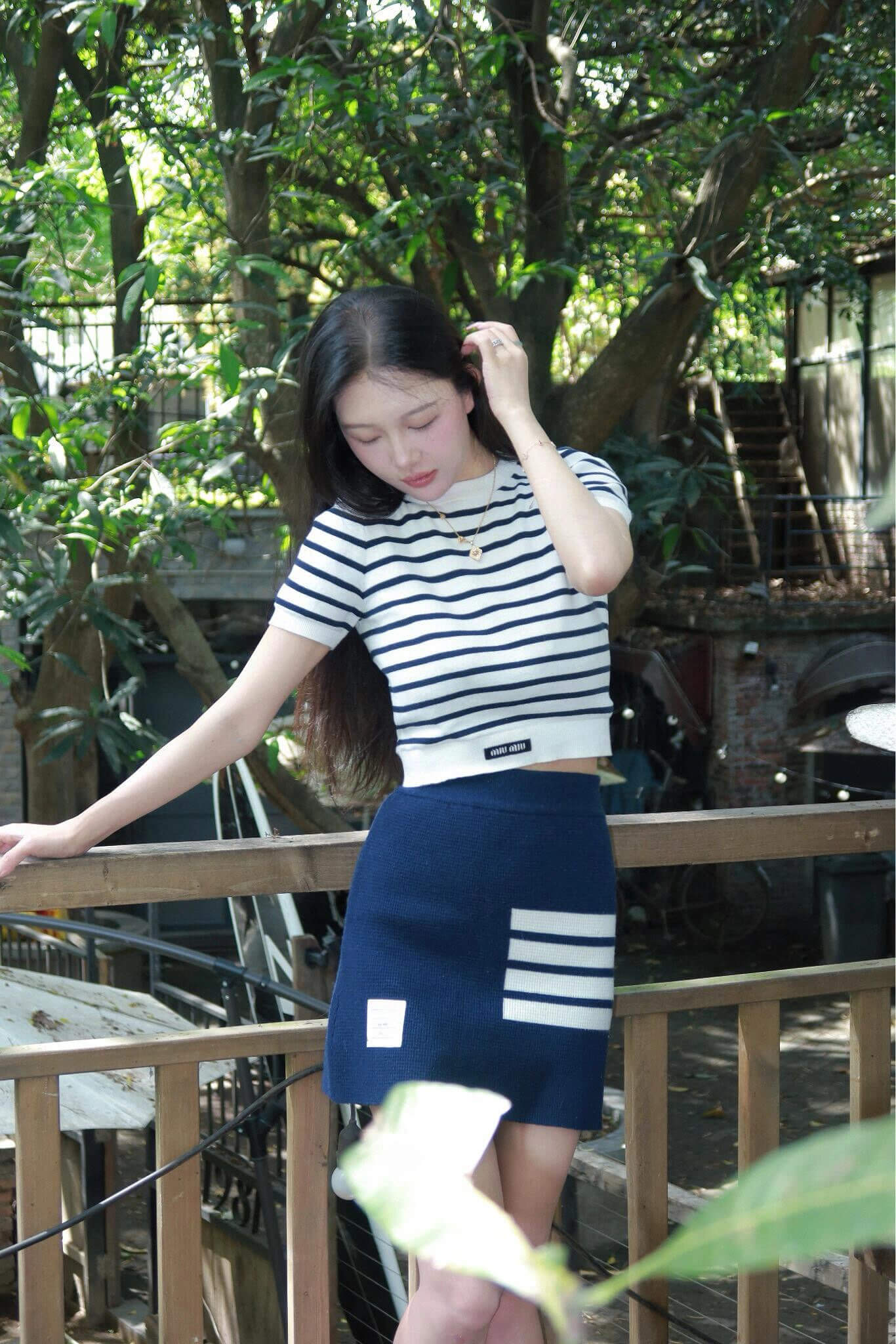 Thom Browne Women's Wool Striped Knitted Short Skirt - Image 12