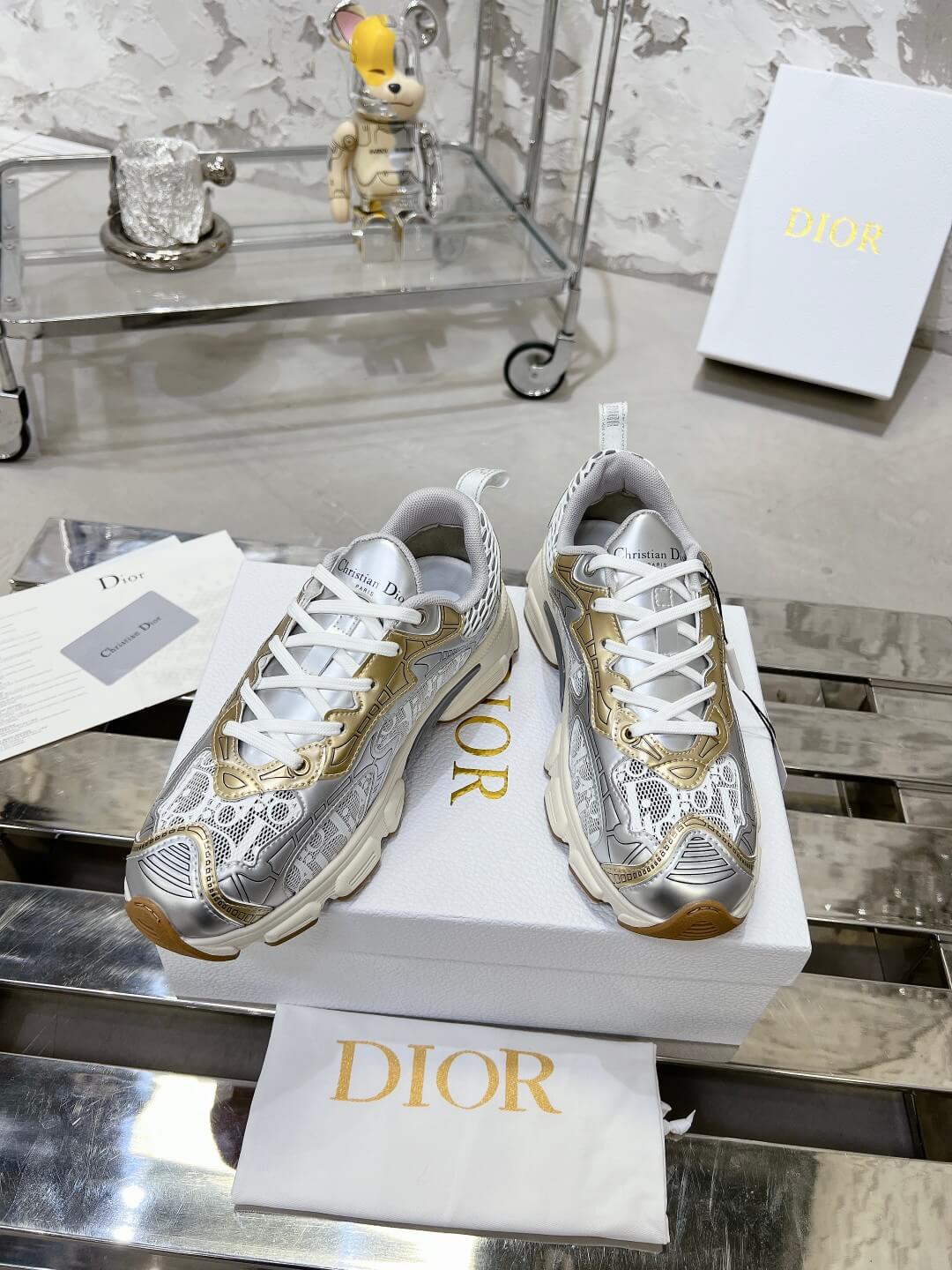 WOMENS DIOR CHRONO TRAINERS - GOLD and SILVER - Image 7