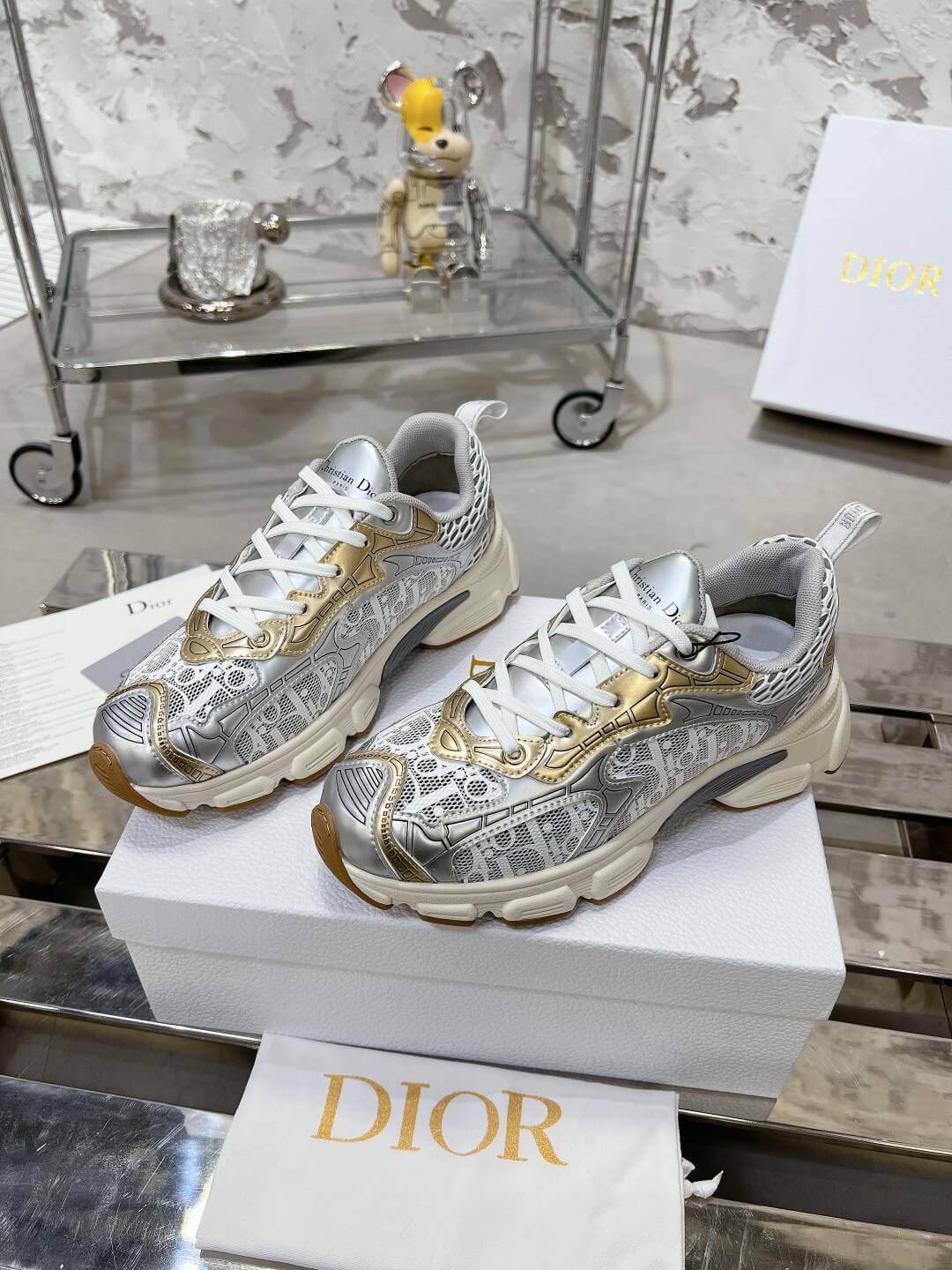 WOMENS DIOR CHRONO TRAINERS - GOLD and SILVER - Image 2