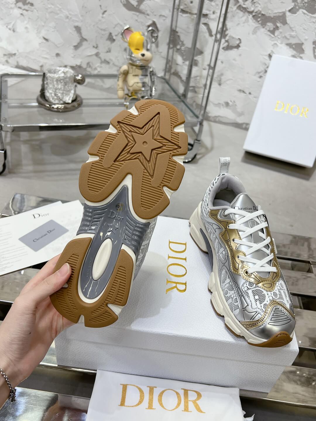 WOMENS DIOR CHRONO TRAINERS - GOLD and SILVER - Image 4