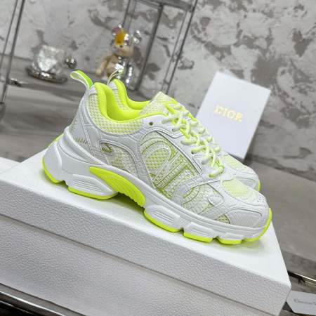 WOMENS DIOR CHRONO TRAINERS - NEON YELLOW.
