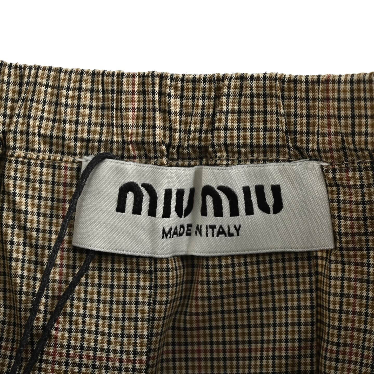 Miu Miu Checked Pleated Midi Skirt - Image 11