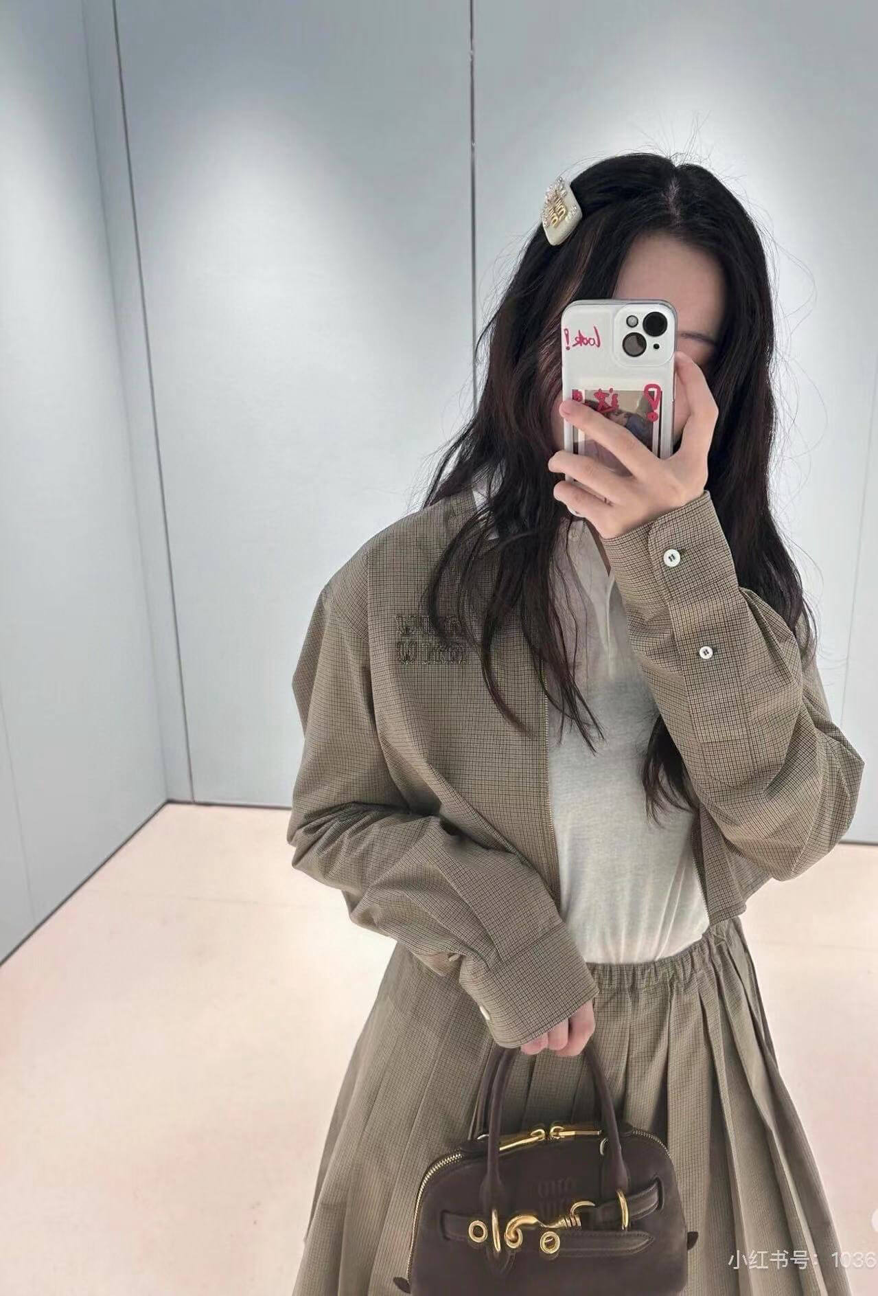 Miu Miu Checked Pleated Midi Skirt - Image 2