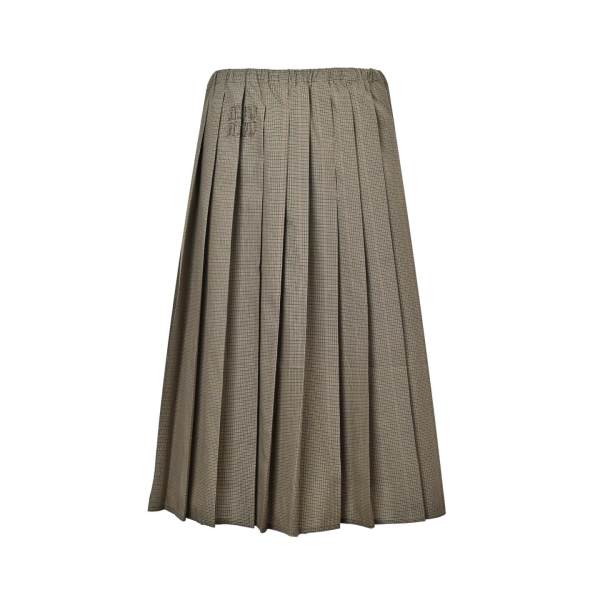 Miu Miu Checked Pleated Midi Skirt