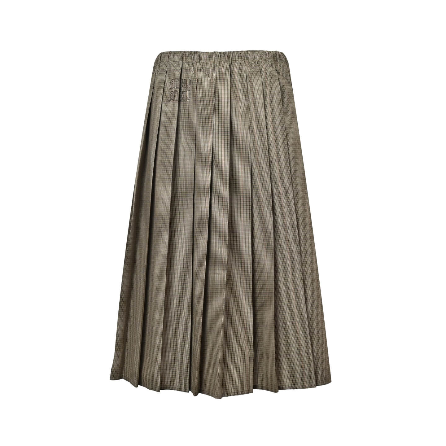 Miu Miu Checked Pleated Midi Skirt