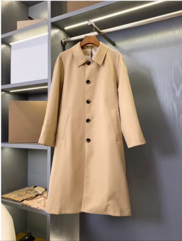 Burberry Women's Single Row Long Gabardine Trench Coat