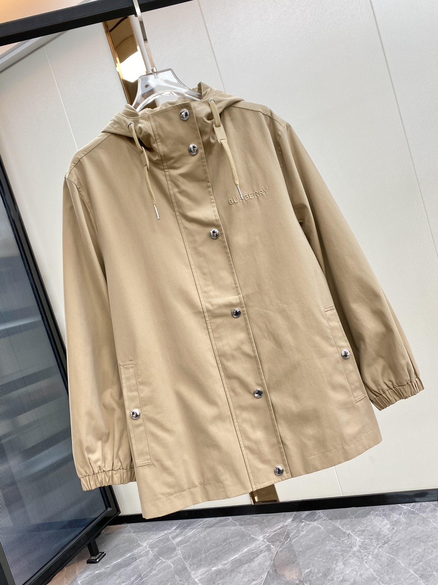 Burberry hooded cotton gabardine coat