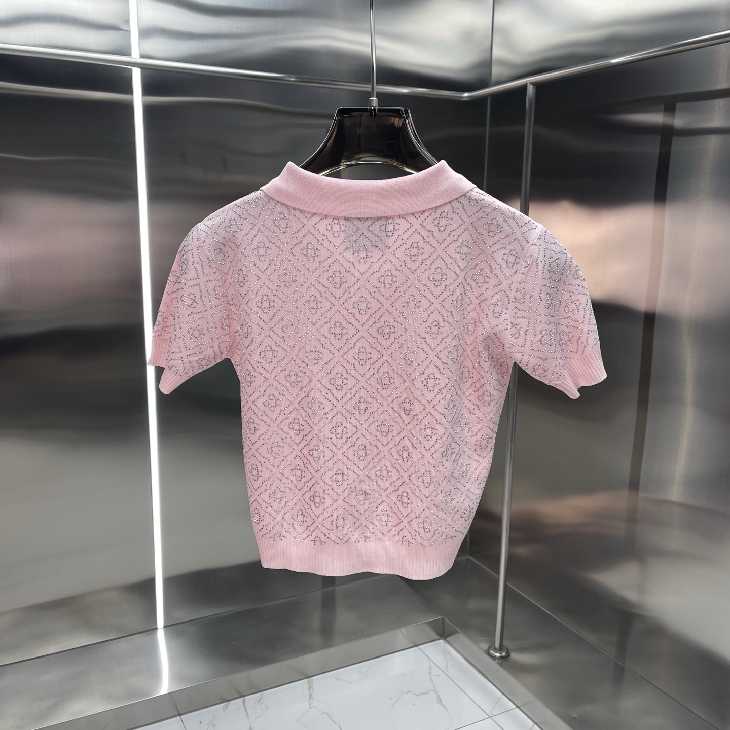 Casablanca Pink Crystal Monogram Jacquard Polo Set - Image 5