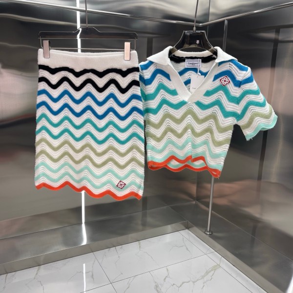 Casablanca Plage Mirage Wavy Crochet Polo Set