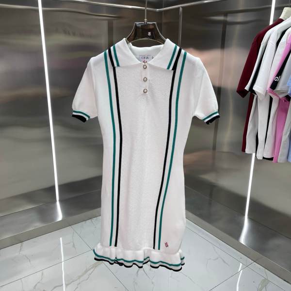 Casablanca Chevron-knit polo dress.