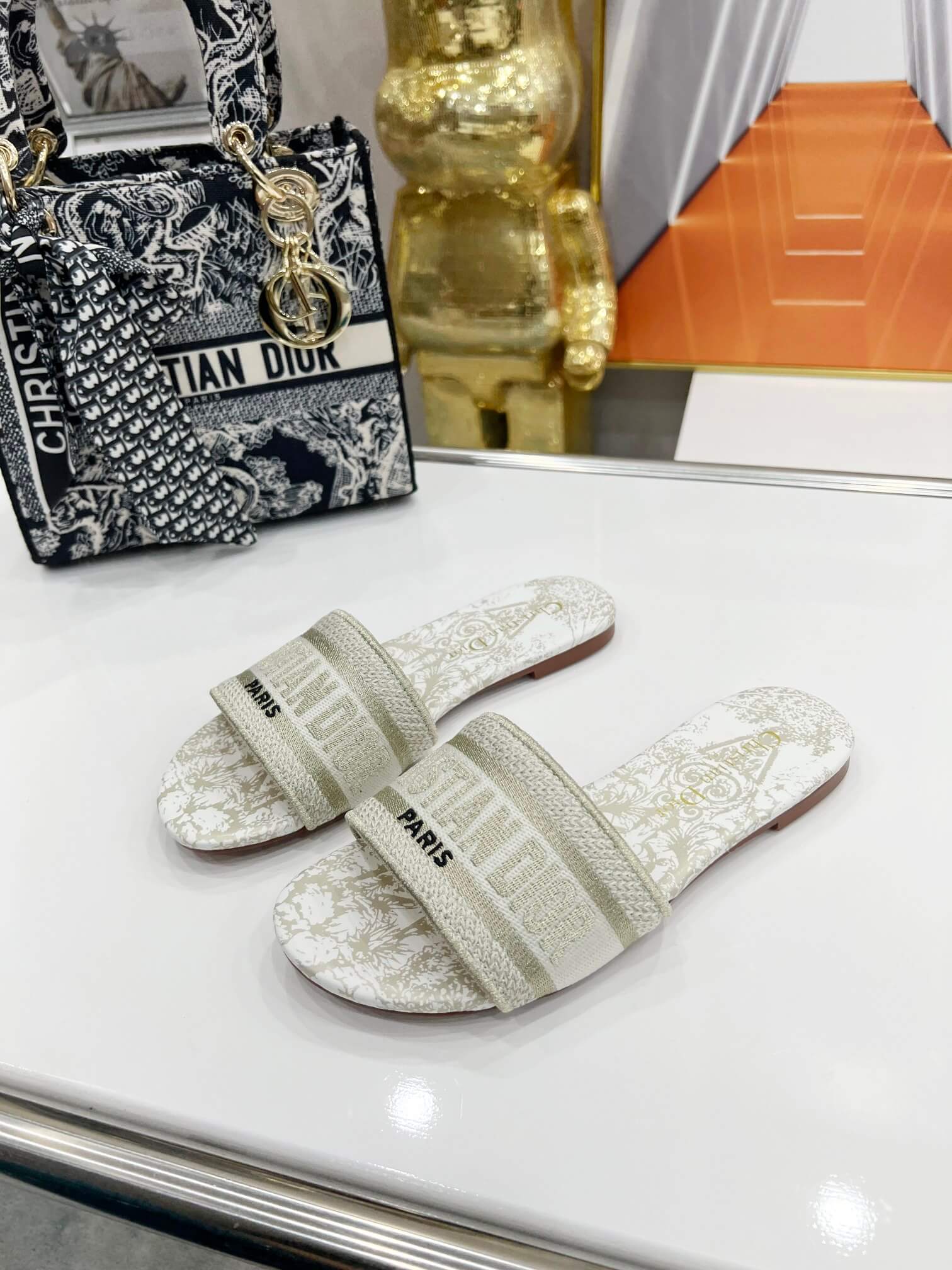Christian Dior Bandana Dway Slides Off-White